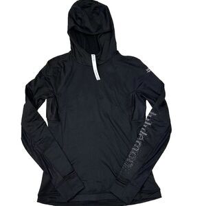 Lululemon Women’s Black Hoodie Size 10 NWT Fleece Reflective Logo Pockets Rare